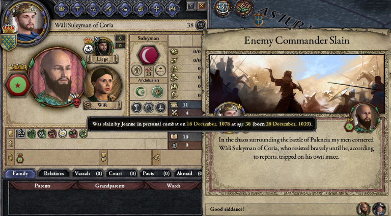 Wali Suleyman of Coria Death in duel with Jeanne, December 1078.PNG